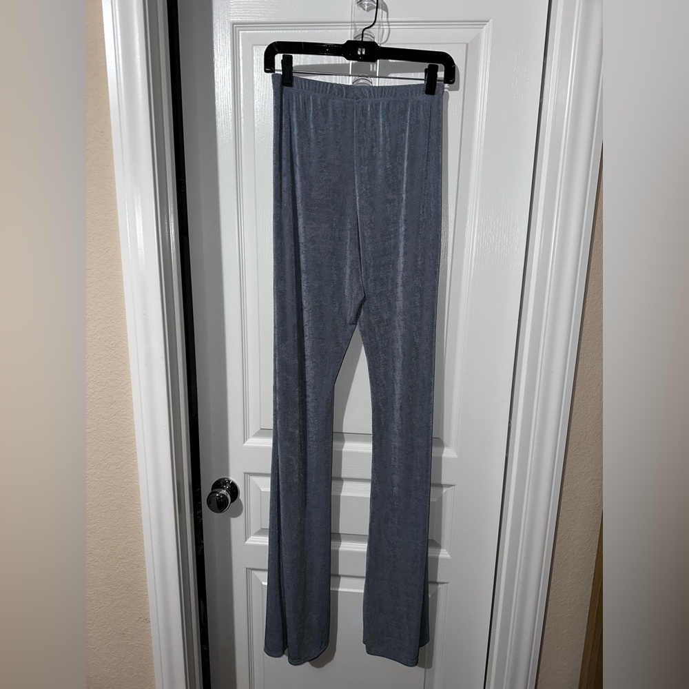 Shiny Blue Flare Pants